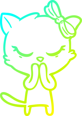 Bir insan tarafından çizilmiş bir çizgi film kedisinin soğuk gradyan çizimi