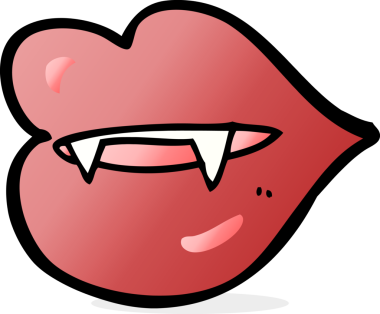 Bir insan tarafından çizilmiş vampir dişleri.