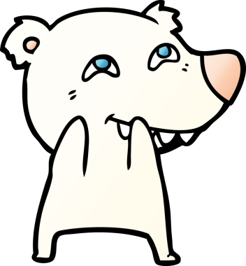 Karikatür kutup ayısı bir insan tarafından çizilmiş dişleri gösteriyor