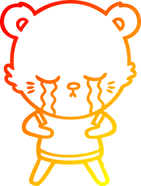 Bir insan tarafından çizilen ağlayan çizgi film ayısının sıcak çizgi çizgisi.