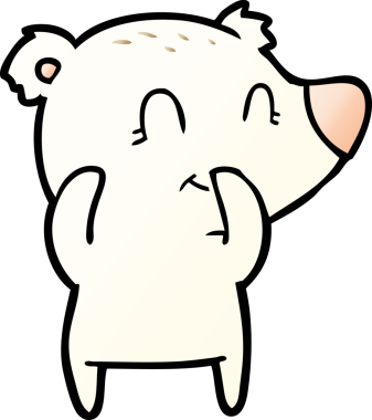 Bir insan tarafından çizilmiş kıkırdayan kutup ayısı çizgi filmi.