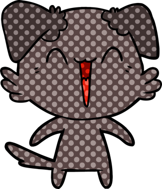 Bir insan tarafından çizilmiş küçük mutlu köpek çizgi filmi.