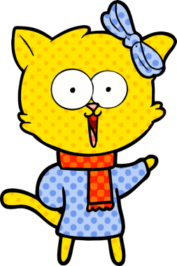 Bir insan tarafından çizilmiş çizgi film kedisi.