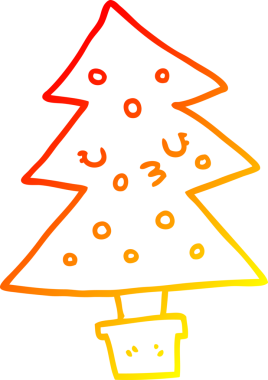 Bir insan tarafından çizilmiş bir karikatür Noel ağacının sıcak gradyan çizimi