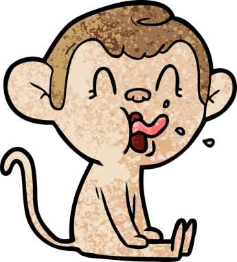 Bir insan tarafından çizilmiş çılgın çizgi film maymunu