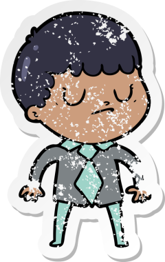 Bir insan tarafından çizilmiş huysuz bir çocuğun sıkıntılı çıkartması.