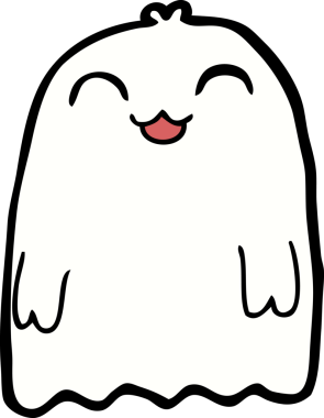 Bir insan tarafından çizilmiş çizgi film hayaleti.