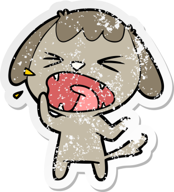 Bir insan tarafından çizilmiş şirin bir köpeğin sıkıntılı çıkartması.