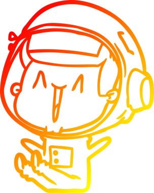 Bir insan tarafından çizilmiş mutlu bir astronotun sıcak çizgi çizimi