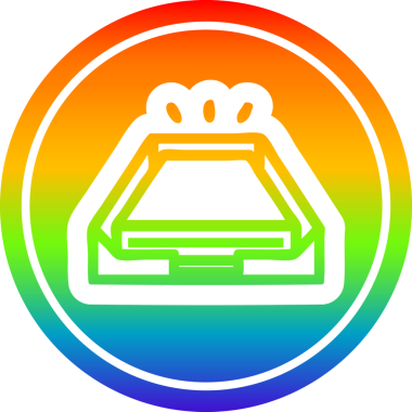 Düşük ofis kağıdı yığını gökkuşağı gradyan bir insan tarafından çizilmiş dairesel simge