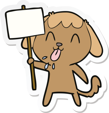 Bir insan tarafından çizilmiş şirin bir köpeğin çıkartması.