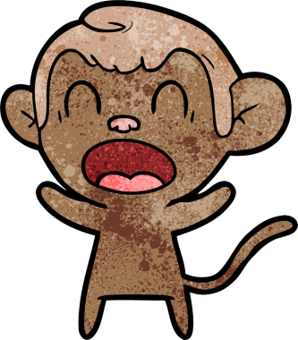 Bir insan tarafından çizilmiş bağıran çizgi maymun.