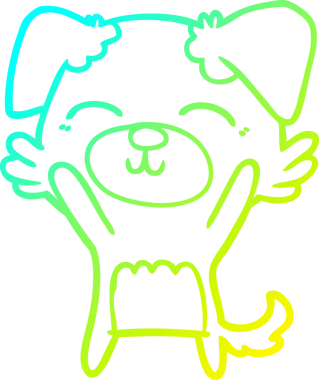 Bir insan tarafından çizilen çizgi film köpeğinin soğuk gradyan çizgisi.