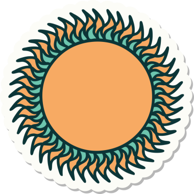 Bir insan tarafından çizilmiş geleneksel güneş şeklinde dövme çıkartması.