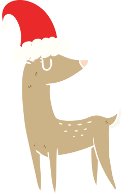 Bir insan tarafından çizilmiş düz renk çizgi film Noel Ren geyiği