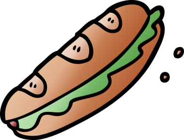 Bir insan tarafından çizilmiş çizgi film sandviçi.