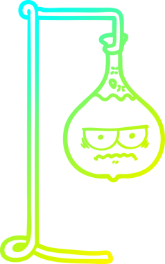 Bir insan tarafından çizilen kızgın çizgi film bilim deneyinin soğuk gradyan çizimi.