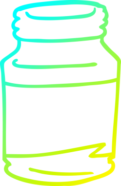 Bir insan tarafından çizilmiş karikatür hapı kavanozunun soğuk gradyan çizimi