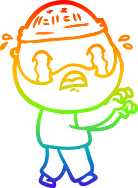 Bir insan tarafından çizilmiş ağlayan sakallı bir adamın çizimi.