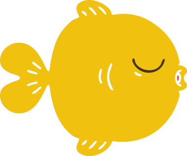 Bir insan tarafından çizilmiş garip bir karikatür balığı.