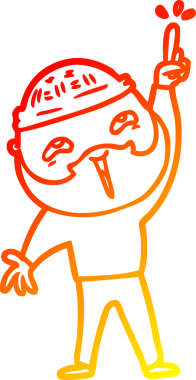 Bir insan tarafından çizilmiş mutlu sakallı bir adamın çizgi çizimi.