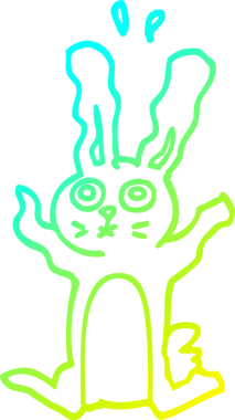 Bir insan tarafından çizilmiş, korkmuş bir tavşanın soğuk gradyan çizimi