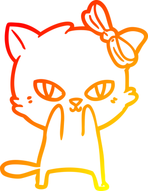 Bir insan tarafından çizilmiş sevimli bir çizgi film kedisinin sıcak çizgi çizgisi.