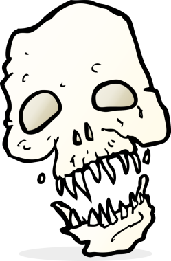 Bir insan tarafından çizilmiş korkunç kafatası.