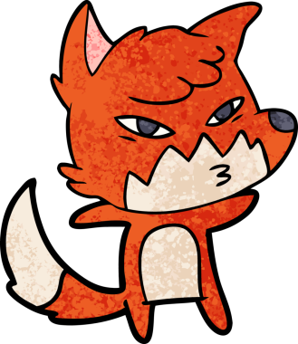 Bir insan tarafından çizilmiş akıllı çizgi film tilkisi.