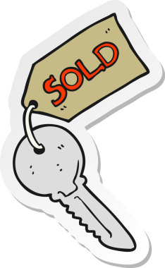 Bir insan tarafından çizilmiş yeni ev anahtarının çıkartması.