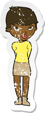 Bir insan tarafından çizilmiş utangaç bir karikatür çıkartması.