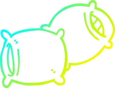 Bir insan tarafından çizilen çizgi film yastığının soğuk gradyan çizgisi.