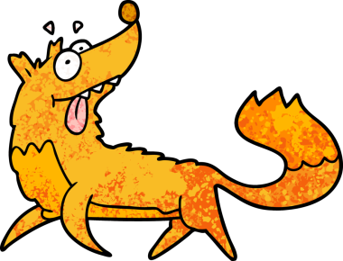 Bir insan tarafından çizilmiş tilki çizgi film karakteri