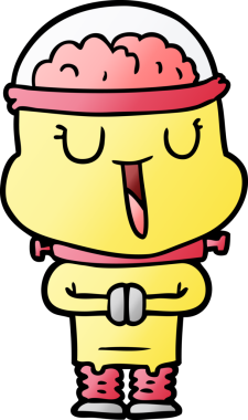 Bir insan tarafından çizilmiş mutlu çizgi film robotu