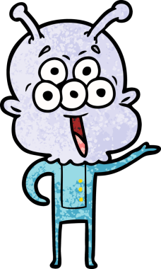 Bir insan tarafından çizilmiş mutlu uzaylı çizgi filmi.