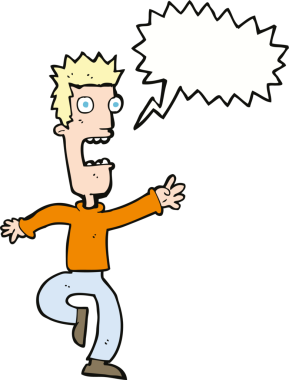 Bir insan tarafından çizilmiş konuşma balonlu çığlık atan adam çizgi filmi.