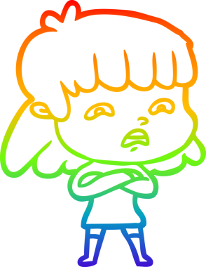 Gökkuşağı gradyan çizimi Bir insan tarafından çizilmiş endişeli bir çizgi kadın