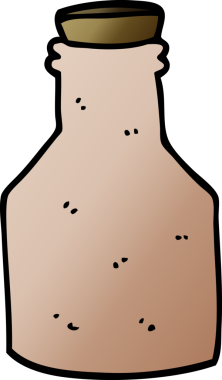 Bir insan tarafından çizilmiş mantarlı eski seramik şişeyi karala