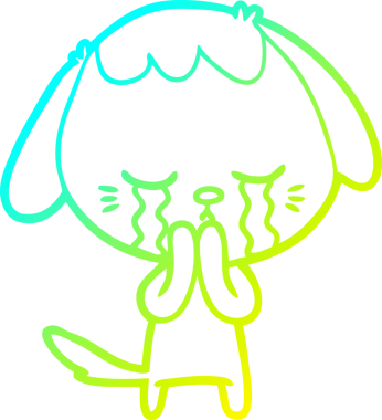 Bir insan tarafından çizilmiş ağlayan bir köpeğin soğuk gradyan çizimi