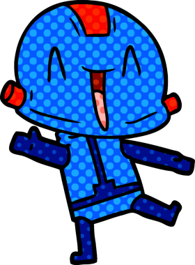 Bir insan tarafından çizilmiş çizgi film robotu