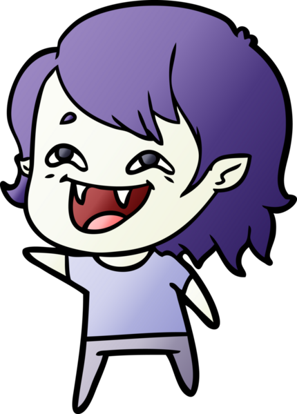 Bir insan tarafından çizilmiş gülen vampir kız çizgi filmi.