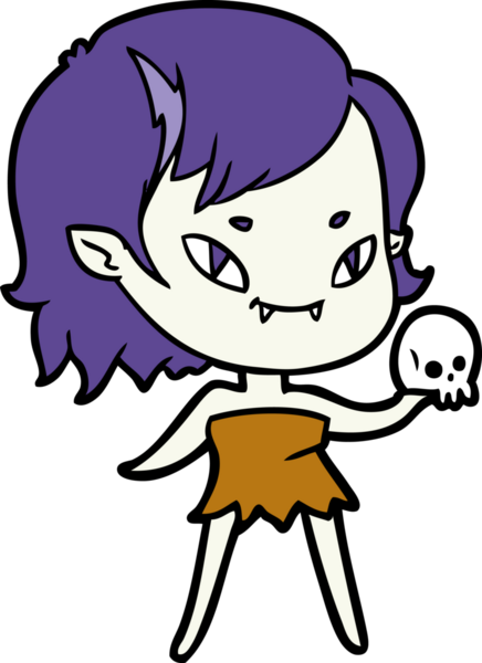 Bir insan tarafından çizilmiş kafatası olan arkadaş canlısı vampir kız.