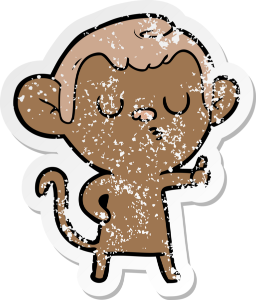 Bir insan tarafından çizilmiş sakin bir maymunun sıkıntılı çıkartması.