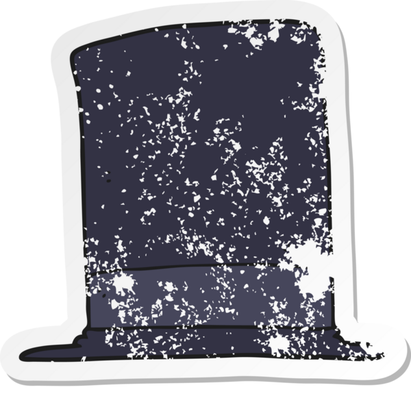 Bir insan tarafından çizilmiş çizgi film silindir şapkasının gerilimli çıkartması.