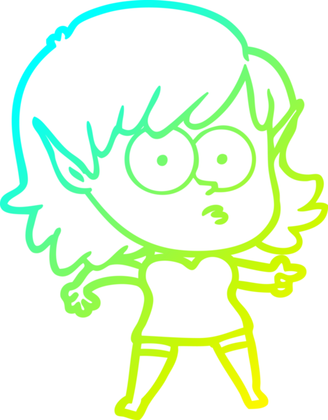 Bir çizgi film karakteri çizimi bir insan tarafından çizilmiş bir elf kızı şok etti.