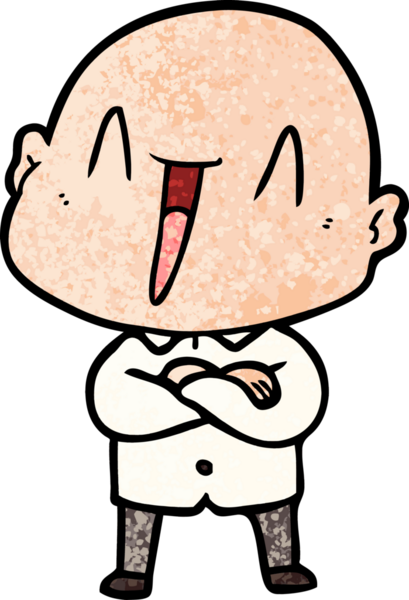 Bir insan tarafından çizilmiş mutlu, kel adam.