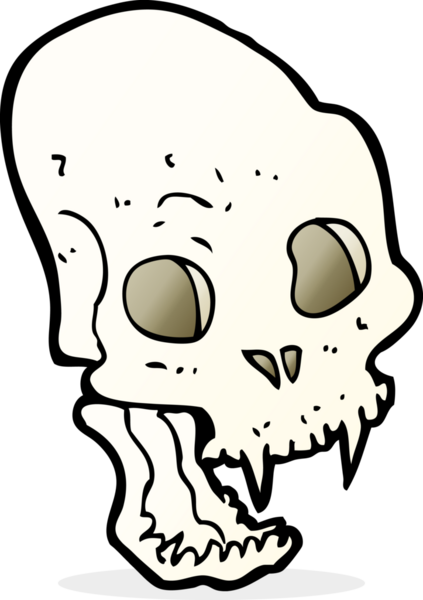 Bir insan tarafından çizilmiş ürkütücü vampir kafatası.