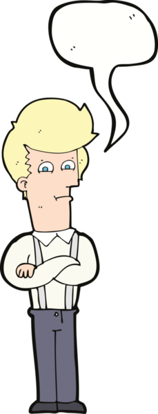 Bir insan tarafından çizilmiş konuşma baloncuğuyla rahatsız bir adam.