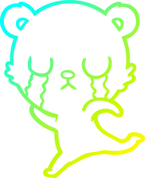 Ağlayan bir çizgi film ayısının insan tarafından çizilmiş soğuk çizgi çizgisi.