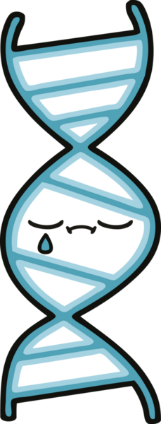 Bir insan tarafından çizilmiş DNA iplikçikli şirin bir çizgi film.